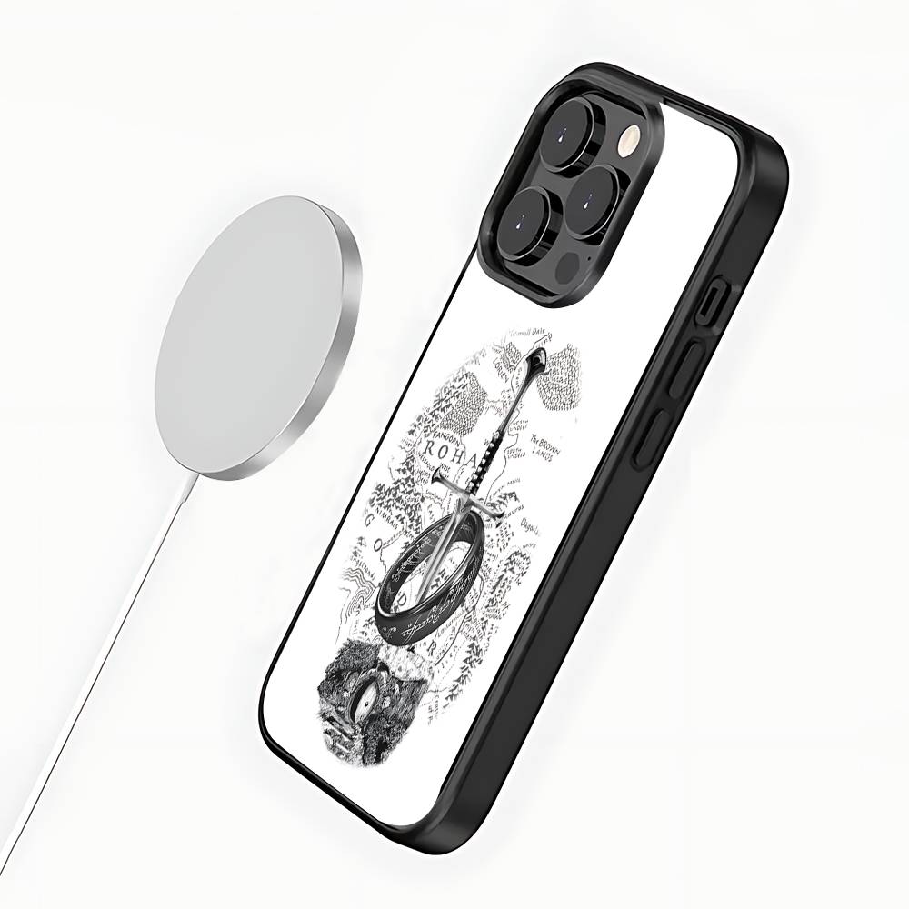Чехол для телефона L-Властелин К-Колец Карта Для iPhone 17,16,15,14,13,12,11,Pro,Max,Plus,Mini,SE4,E Магнитный Magsafe Беспроводная Зарядка