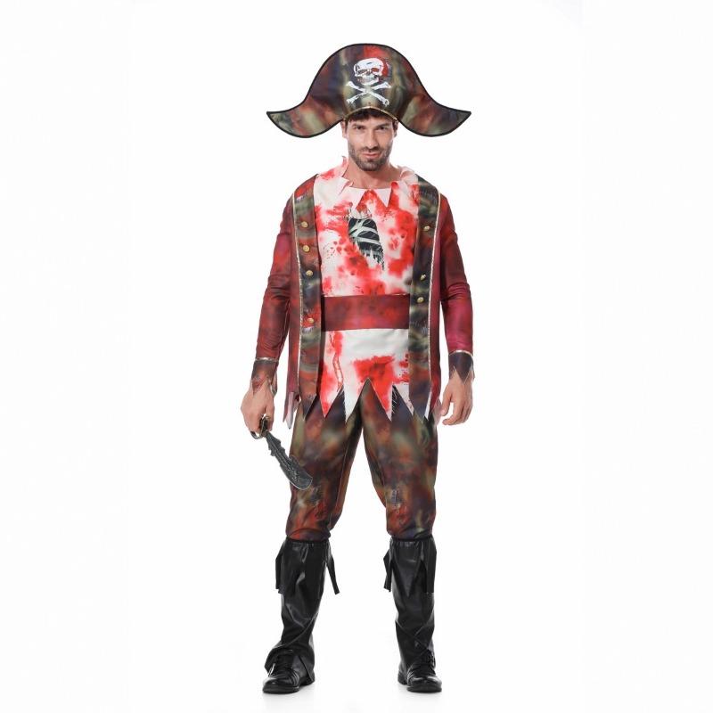Halloween New Pirates of the Caribbean Blood-stained Male Pirate Demon Vampire Thriller Stage Costume