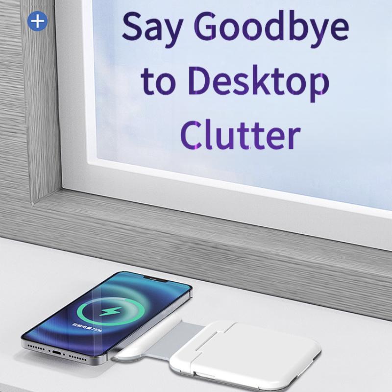 3 in 1 Magnetic Wireless Charger with Storage Drawer, 15W Foldable Charging Station