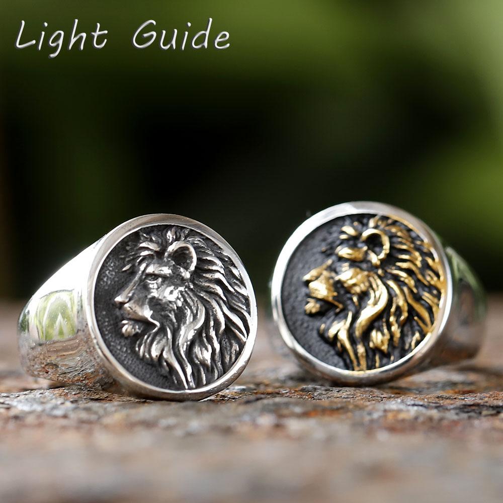 2026 Vintage New Fashion 316L Stainless Steel 3D Lion Head Ring High Polished Men's Animal Jewelry Wholesale