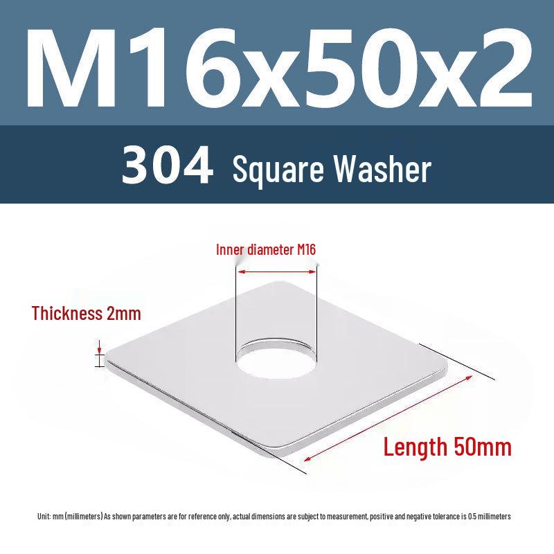 Yigu 304 Stainless Steel Thickened Square Flat Washer M3/M4/M5