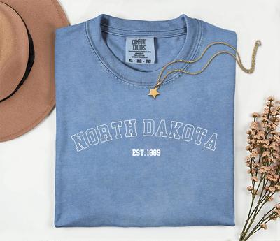 North Dakota Shirt, Peace Garden State Tee, Vintage North Dakota Shirt, North Dakota Pride Gift, North Dakotan Shirt, Retro Varsity Tee