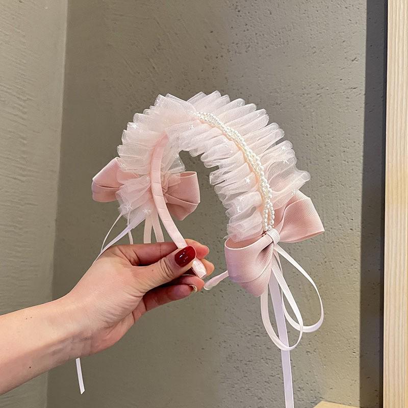 Ретро Лолита Плиссированная Кружевная Повязка на Голову и Заколка для Волос - Милые Детские Аксессуары для Волос