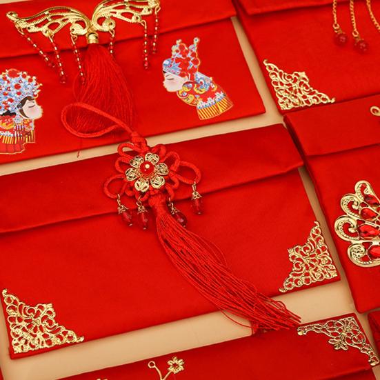 Классический мешочек для удачи, прозрачная текстура, искусственный шелк, для посещения родственников, новогодний красный конверт для семьи