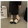 Fashion Women's Flat Shoes Black Round Toe Sequins Ladies Footwear Low Heel Elegant Slip On 2025 Summer Fashionable Korean Style Popular