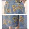 Fashion Chinese Style Denim Skirt Set Women Summer Floral Print Two Piece Outfit with Knot Buttons