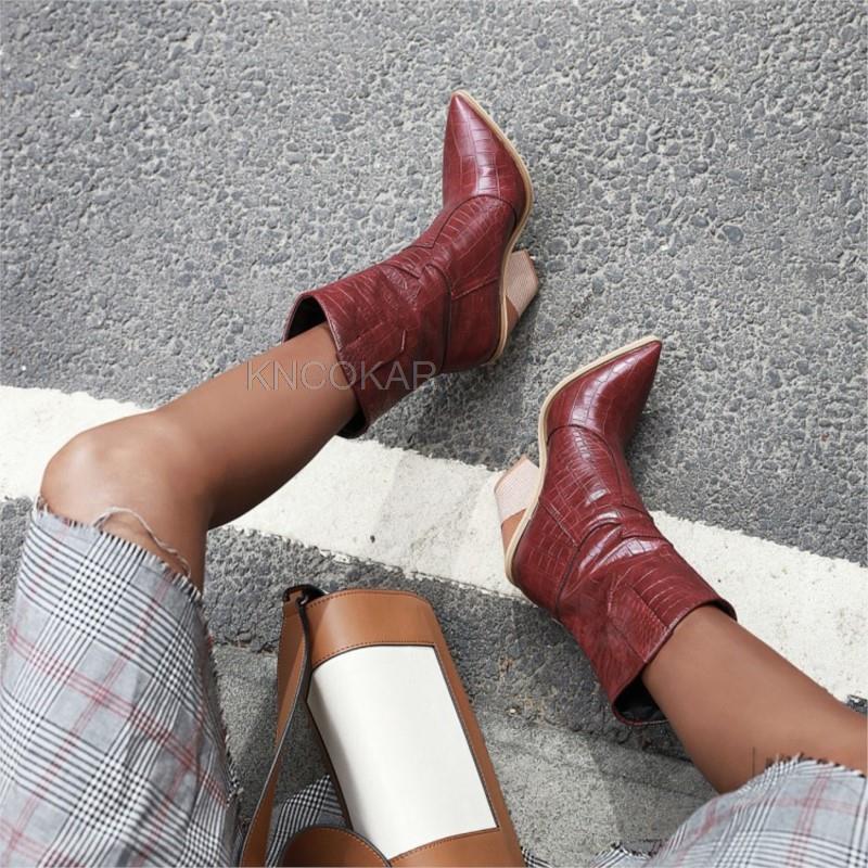 New Classic Embroidered Western Cowboy Boots for Women Leather Cowgirl Boots High Heels Shoes Mid Calf Woman Boots