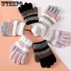 Gloves for Autumn and Winter Kindergarten Children Cute Striped Finger Warmer Knitted Children's Gloves
