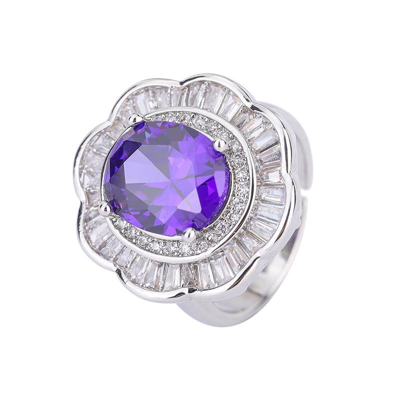 2024 новое кольцо с цветным цирконием, инкрустированное бриллиантами, преувеличенное ювелирное кольцо с цирконием, мода