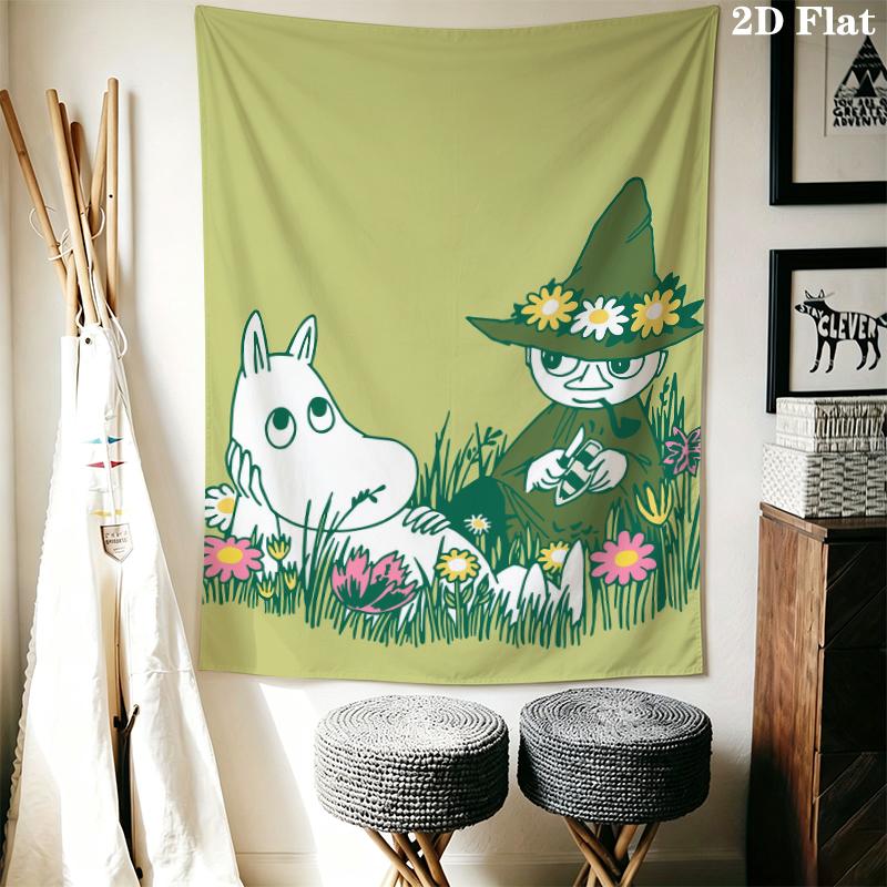 Comet in Moominland Wall Tapestry Aesthetic Wall Hanging Printed Fabric Blanket Decorative Tapestries for Bedroom Living Room Home Decor