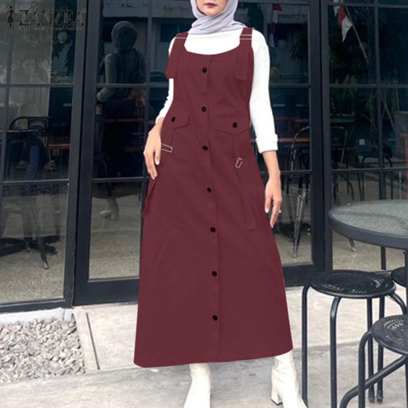 ZANZEA Женский повседневный комбинезон без рукавов с U-образным вырезом и бретелями