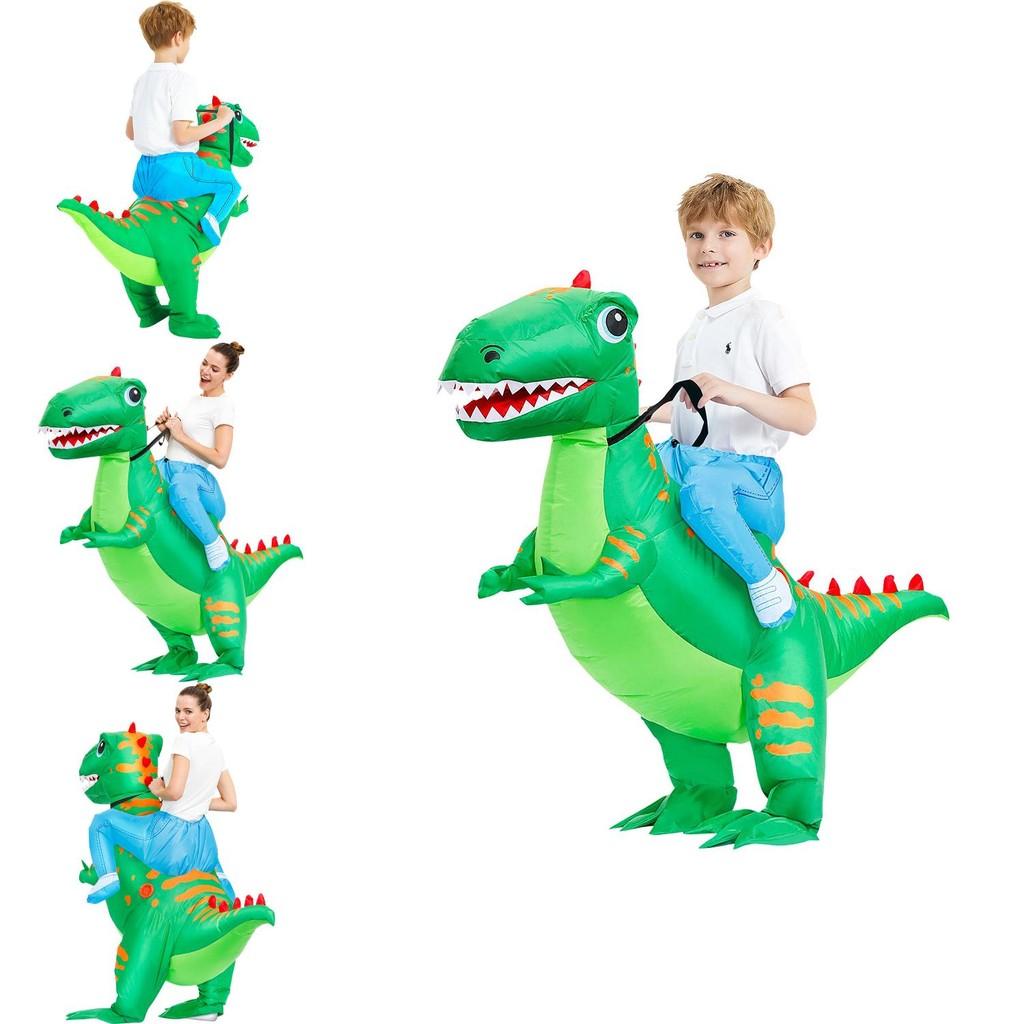 Праздничный зеленый надувной костюм динозавра на Хэллоуин. Идеально подходит для детей и взрослых.