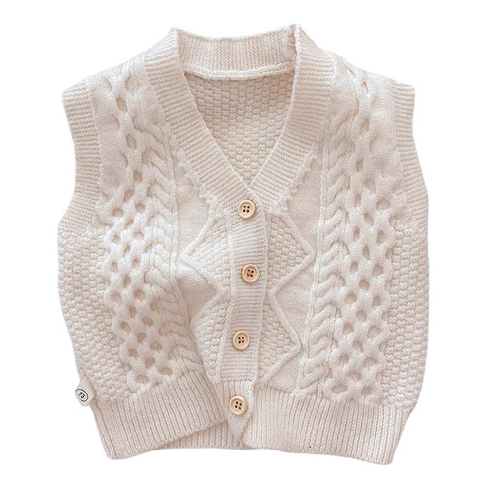 Осенне-зимний свитер для маленьких мальчиков и девочек, жилет, кардиган, вязаный крючком свитер с v-образным вырезом, жилет на пуговицах, повседневная верхняя одежда для малышей, От 0 до 9 лет