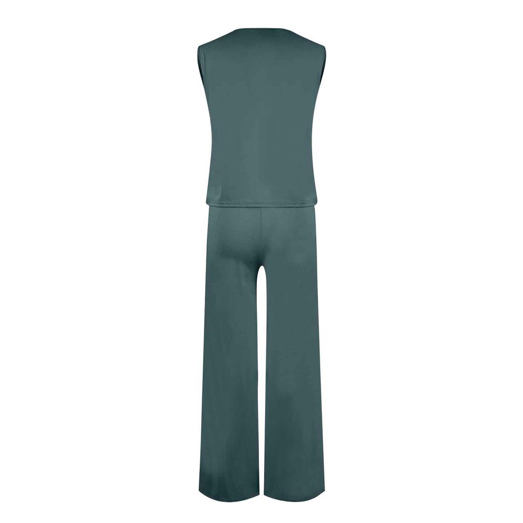 Летний комплект из 2 предметов Omen, топ без рукавов с круглым вырезом, широкие брюки, комплект, комбинезон, летний повседневный костюм