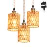 ANWIO Pendant Hanging Set of Hand Woven Knitted Cover with E26 Hook Duct Rail Adjustable No Construction Japanese Dining Table Bulbs Sold Light,