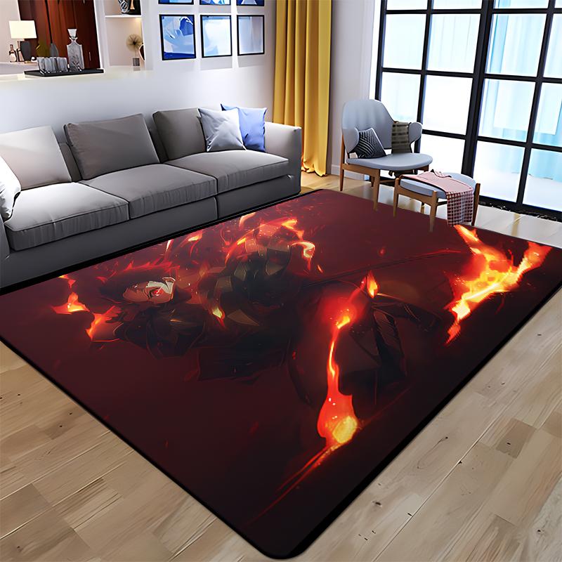Demon Slayer Art Print Floor Mat Living Room Game Room Carpet Camping Picnic Mat Doormat Floor Mats Anime Room Decor Area Rug