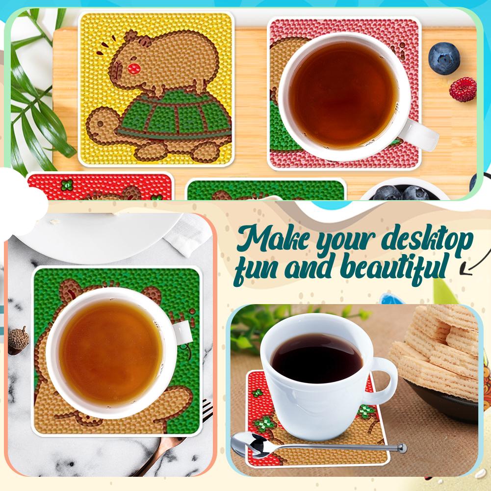 8 Pcs DIY Diamond Painting Coasters Kits DIY Coaster Diamond Art Kits for Beginners Adults Art Craft Supplies