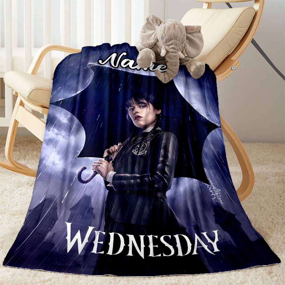 Wednesday Addams: Umbrella Mystery Customize Your Name Blanket Lightweight Personalized Blanket Comfortable Great for Home Decor Couch Office Chair Be