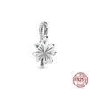 925 Sterling Silver Lucky Four Leaf Clover &Flower Dangle Charm Bead Fit Temperament Bracelet Bangle Jewelry