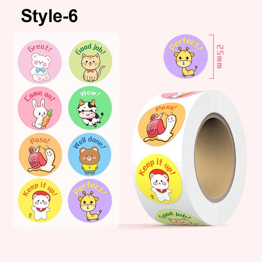 500Pcs/Roll Self-adhesive Kindergarten Stickers Animal Inspirational Stickers Reward Stickers