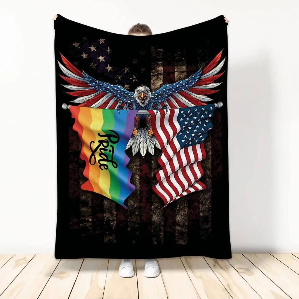 Throw Blankets LGBT Gay Pride Lesbian Rainbow Flannel Blanket for Couch Sofa Blankets Large Bedding Gifts for Christmas New Year