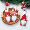 Christmas Faceless Doll Knife and Fork Set - Rudolph Dwarf Table Props Bag