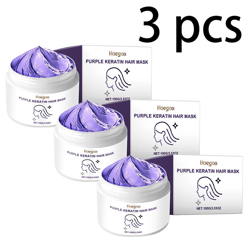Кератиновая фиолетовая маска для волос Питательная Увлажняющая Для сухих Пушащихся волос Разглаживающая Блеск Лечение Маска для волос