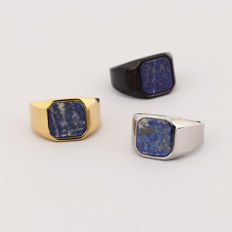 Мужское кольцо Bold Vintage Amber Stone Black Onyx из нержавеющей стали, квадратное, в стиле хип-хоп, готический, панк, байкерский аксессуар