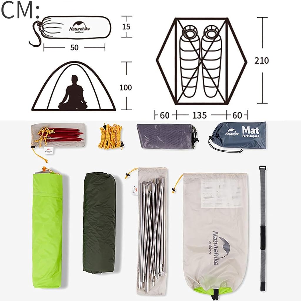 Naturehike 2-местная сверхлегкая двухслойная отдельно стоящая купольная палатка Mongar для скалолазания, палатка для кемпинга на открытом воздухе, навес для велосипедного туризма, средство от насекомых
