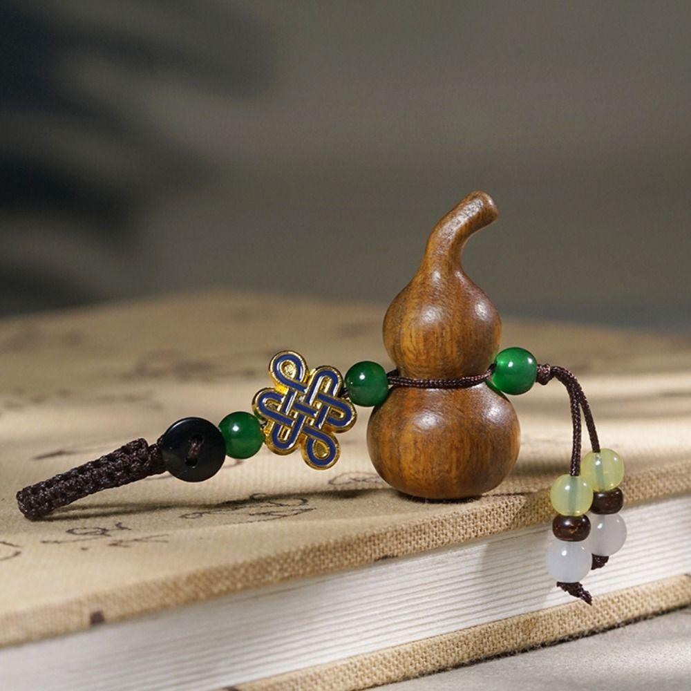 Chinese Style Sandalwood Gourd Keychain Pendant Gourd Car Keychain Wooden Pendant Phone Chain  Men