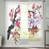 Японские прозрачные оконные шторы с вишневым деревом для гостиной, спальни, современная вуаль, тюлевые шторы, тканевые шторы для кухни