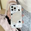 English black cat wave mirror is suitable for Apple 16/15/iphone13promax Huawei makeup mirror mobile phone case