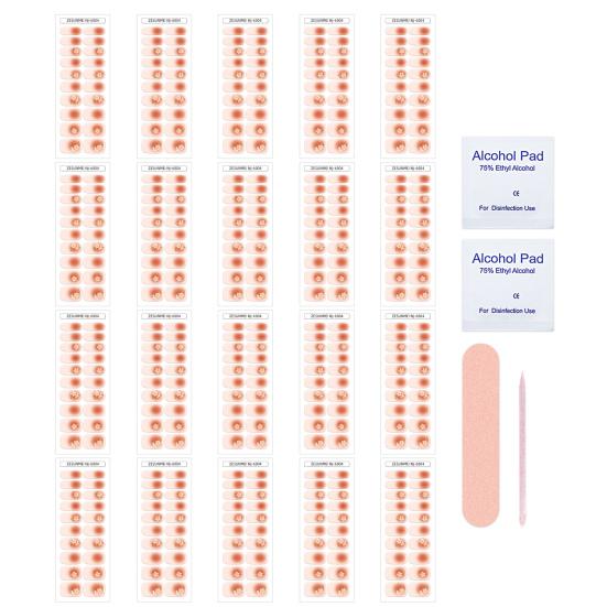 20Pcs Semi Cured Gel Nail Strips Long Lasting Easy Apply Remove UV Light Required Self-adhesive Nail Sticker Waterproof Decorative Nail Wrap