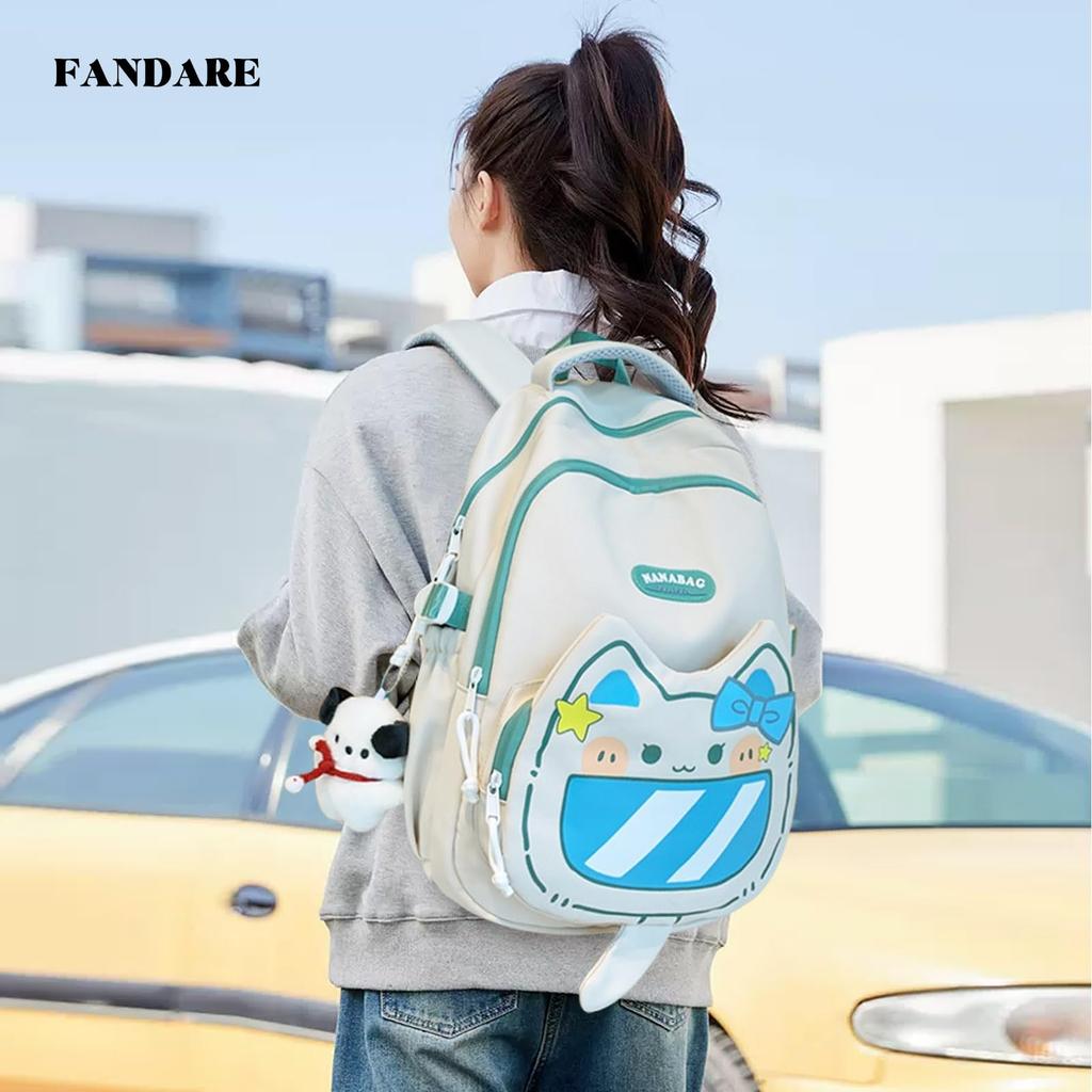 Рюкзак для Симпатичный рюкзак для большой емкости с изображением кота с набивкой Популярный для начальной школы Младшая средняя школа Для поездок на работу на день рождения Белый Зеленый