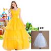 Golden Cinderella Bell Princess Dress Costume, Fairy Tale Adult Uniform Halloween Ball Costume