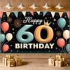Счастливого 60-летия Баннер Ретро Шрифт Королевский Фон для Дня Рождения Фон для Дня Рождения Взрослого Многоцветное Украшение Для Вечеринки в Помещении