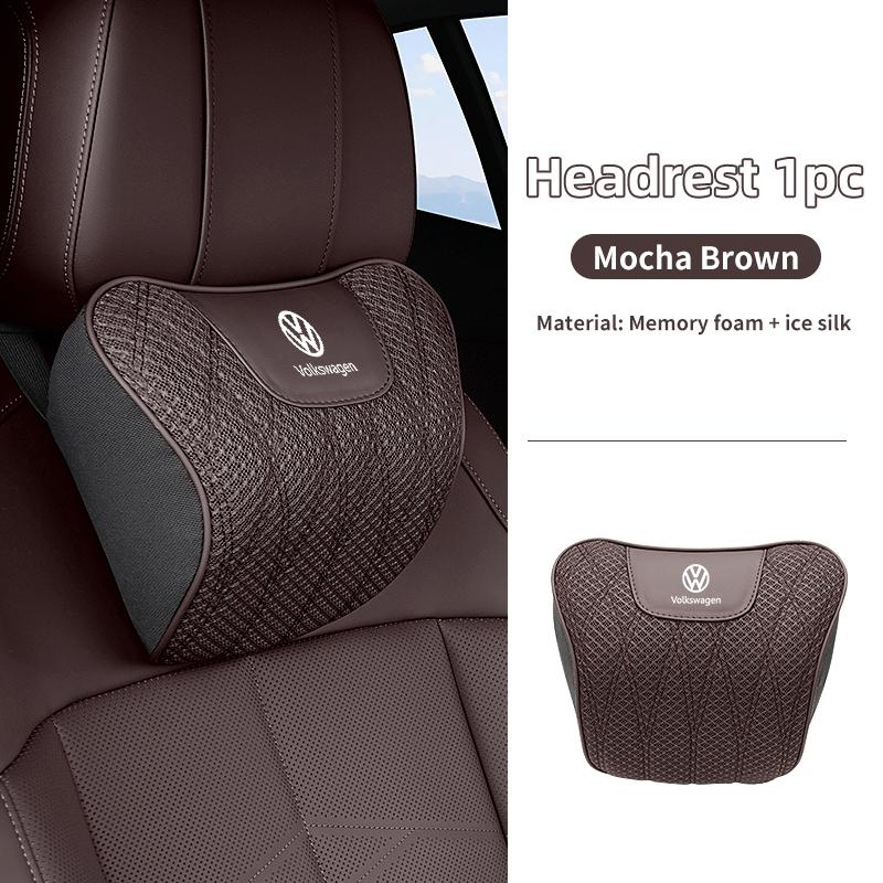 WET1 Car Headrest Lumbar Pillow Auto Neck Support Accessory For Volkswagen VW Scirocco Jetta Beetle Golf 4 5 6 Passat Polo B5