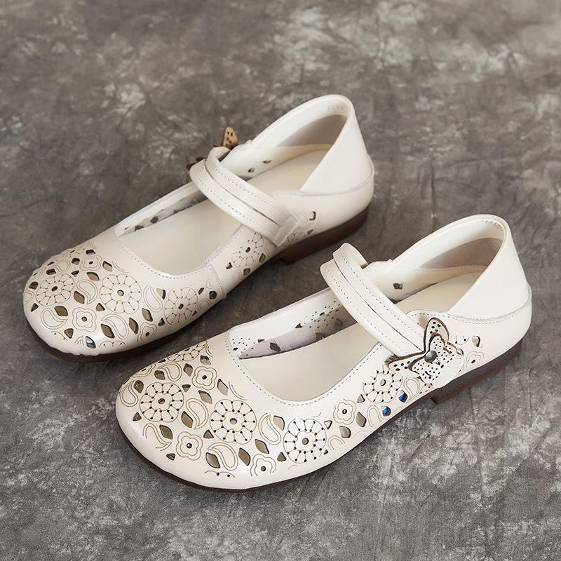 Женская обувь в стиле ретро, летние сандалии, дышащая кожаная обувь из коровьей кожи, мягкая нескользящая обувь