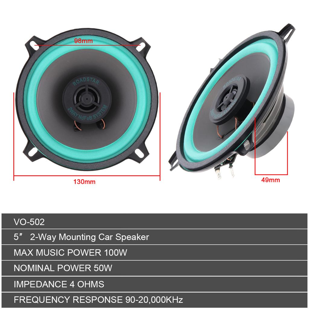 1pcs 5 Inch 100W Car HiFi Coaxial Speaker Vehicle Door Auto Audio Music Stereo Full Range Frequency