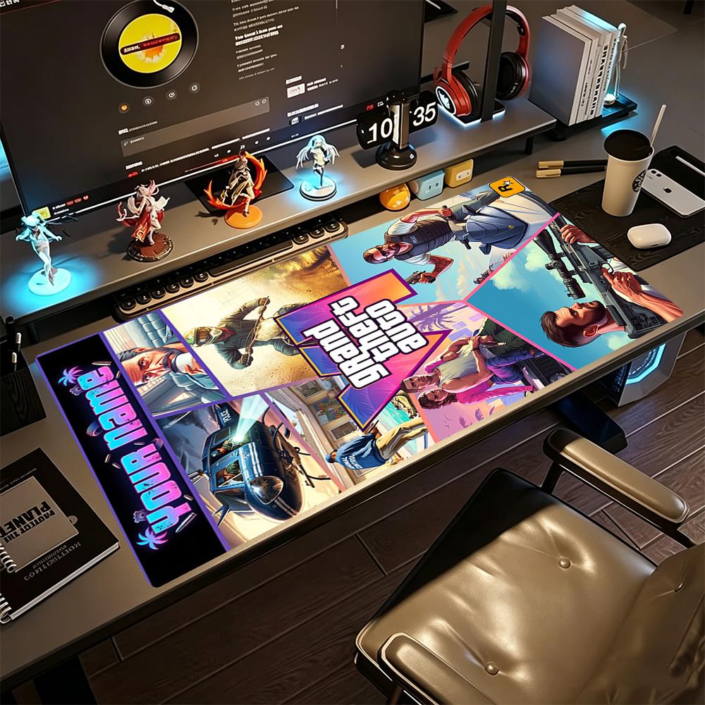 Gta Customize Text Mouse Pad Desk Mouse Pad Office Mouse Mats Non-Slip Rubber Bottom Computer Desk Office Decoration Accessory