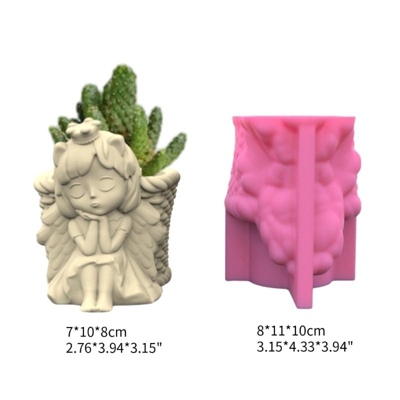 Силиконовая форма для цветочного горшка 3D Ангел Девочка Суккулент Бетонная форма DIY Поделка Форма для смолы Эпоксидная форма DIY Держатель для ручек Декор