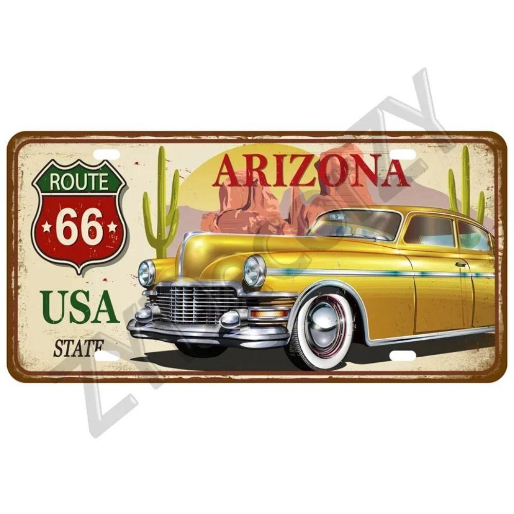 Винтажный Металлический Жестяной Знак Route 66 Машины Декор для Бара, Клуба, Шиномонтажа