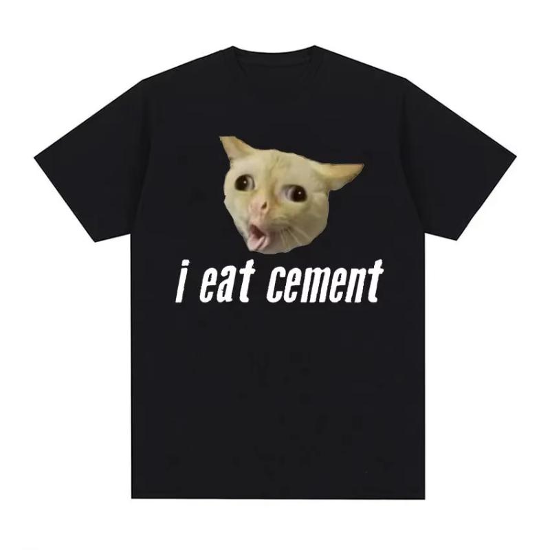 Save The EnvironUnisext Eat Plastic Cute Cat Graphic T Shirt Funny Unisex Women ONeck Clothing TshirtsCotton Oversized Tshirt