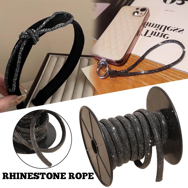 Black Rhinestone Rope Glitter Crystal Tube Cord Trimming Diy Jewelry Bracelet Necklace Headband Shoelaces Bag Drawstring Strap