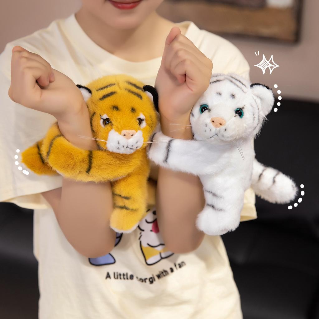 Cute simulation animal tiger koala snapping circle plush toy doll raccoon doll bracelet children's rag doll