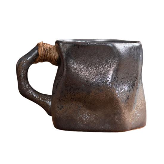 Керамическая кружка ручной работы 320 мл Винтажная чашка для чая и кофе с ротанговой ручкой Креативный спиральный дизайн Градиентная глазурь Посуда для напитков Домашний декор Подарки