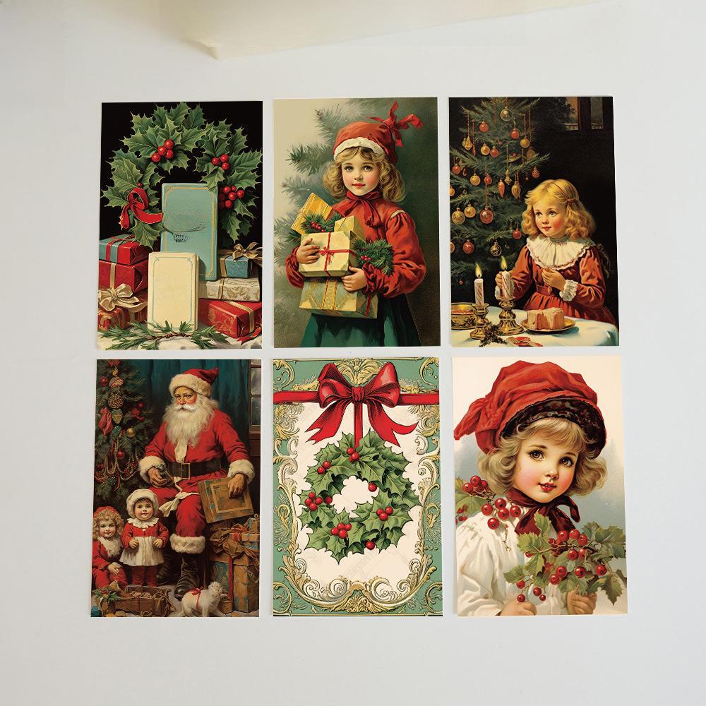 Набор из 10 ретро-рождественских открыток и наклеек на стену для украшения интерьера