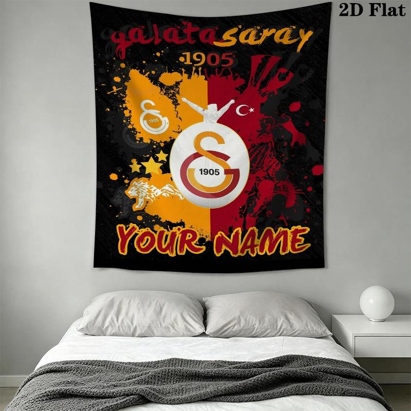 Custom Name Galatasaray Wall Tapestry Aesthetic Wall Hanging Printed Fabric Blanket Decorative Tapestries for Bedroom Living Room Home Decor