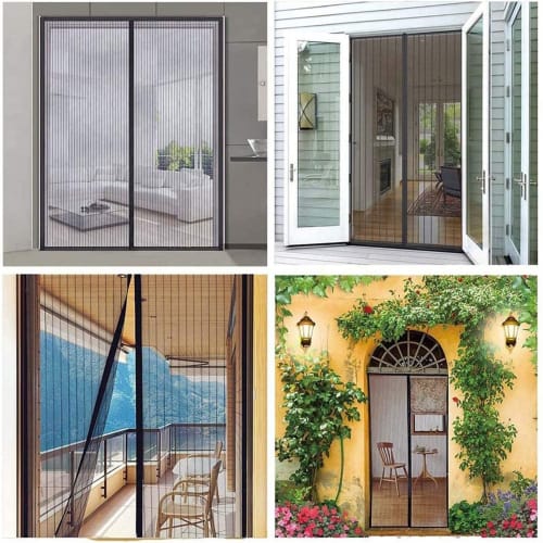 Mesh Screen Door Frame, 80x195cm, Simple Screen Door Curtain, Insect Repellent, Mosquito Repellent, Full Frame, Easy Installation, Keeps Mosquitoes Ou