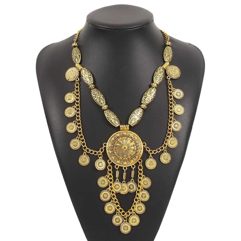 Европейское и американское ретро геометрическое ожерелье с бахромой, богемный этнический стиль, персонализированная цепочка для ключицы